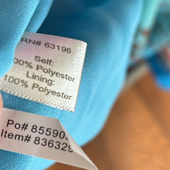 BOSTON PROPER spaghetti string handkerchief bottom dress size 6 blue Aztec print - Picture 10 of 13